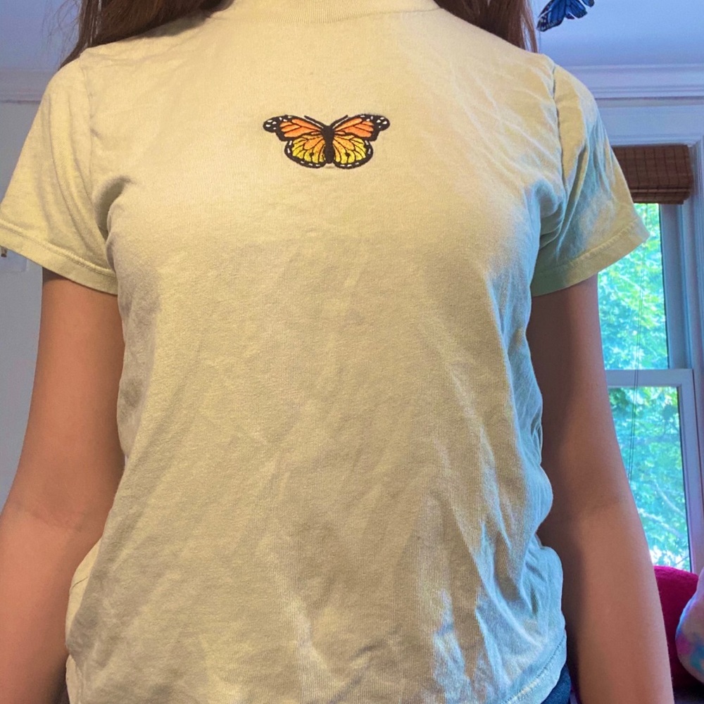 Green Brandy Melville butterfly top - Picture 3 of 3